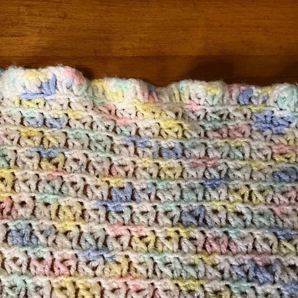 Handmade Baby Blanket Pastel Multi Color Crochet Heirloom‎ Gramma Made